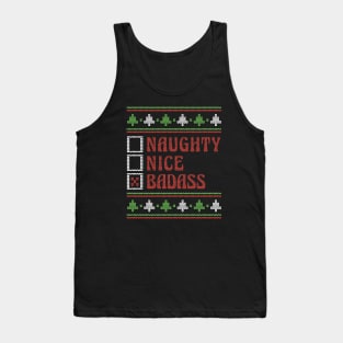 Retro Naughty Nice Badass // Ugly Xmas Sweater Style Tank Top